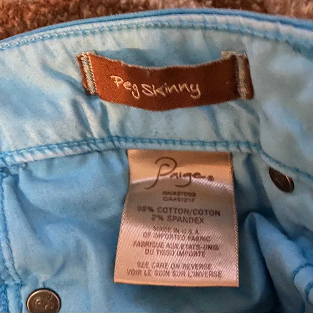 Paige Turquoise Peg Skinny Jeans